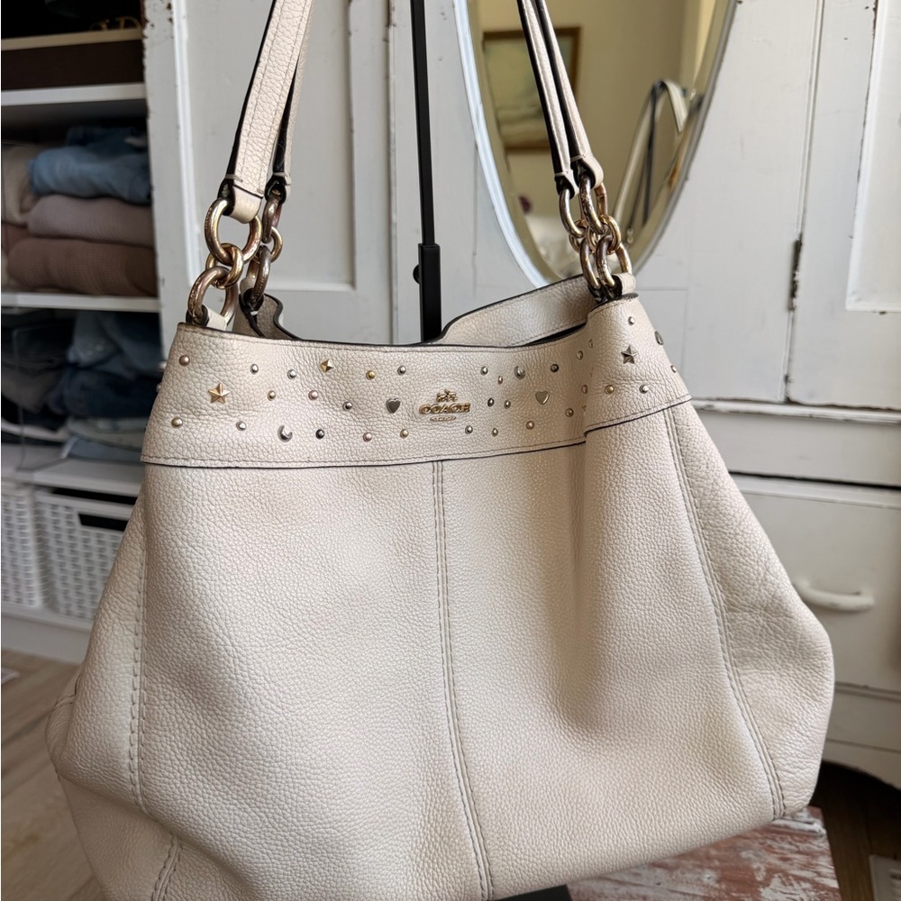 Coach Off-White Studded Shoulder Bag